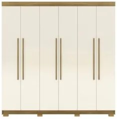 Guarda Roupa Casal 218cm 6 Portas Elegance Nature/Champanhe - Vila Ric