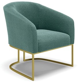 Poltrona Decorativa Base Industrial Dourado Stella Bouclê Vd Menta D03 - D'Rossi