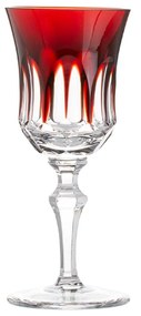 Taça de Cristal Lapidado Artesanal p/ Licor Vermelho - 55