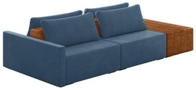 Sofá Ilha 2 Lugares Living 252cm Modulado para Sala Lary Veludo K01 - D'Rossi - Azul Marinho