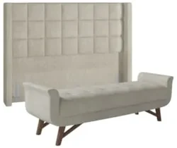 Cabeceira Cama Box Queen 160cm Pisa e Recamier Neville Z37 Boucle Cru