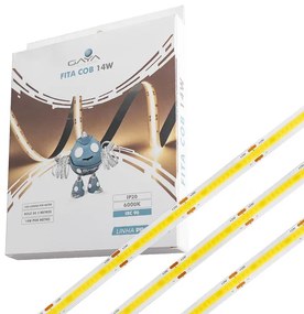 Fita De Led Cob 14W Por Metro 24V Irc90 5 Metros - LED BRANCO FRIO (6000K)