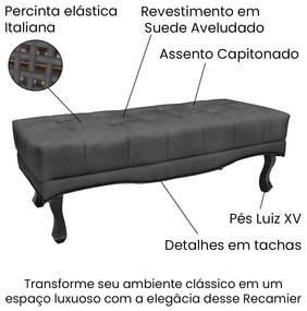 Cabeceira Cama Box Casal 140cm e Recamier Vicenza Suede Cinza S04 - D'Rossi