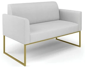 Sofá Namoradeira Base Industrial Dourado Marisa Linho Cinza A05 D03 - D'Rossi
