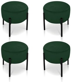 Puff Banqueta Decorativo Industrial Preto Kit 4 Iron Suede Verde D03 - D'Rossi