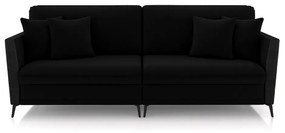 Sofá Living Decorativo Zagreb 2 Lugares 202cm com Almofadas Pés de Ferro Veludo/PU Preto G33 - Gran Belo