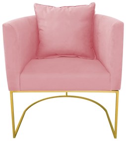 Poltrona Paola Suede Base Metálica Dourado D'Rossi - Rose