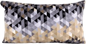 Capa almofada LYON Veludo estampado Triangulo preto 30x50cm