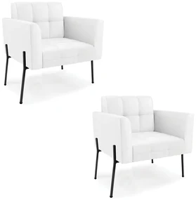 Poltrona PĂ© de Ferro Preto para Sala Kit 2 Elisa Corino D03 - D'Rossi - Branco