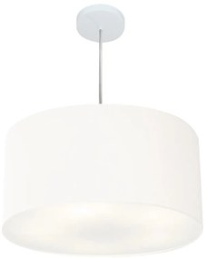 Lustre Pendente Cilíndrico Md-4213 Cúpula em Tecido 50x30cm Branco - Bivolt