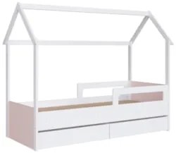 Cama Infantil Casinha Com 2 Gavetas Infix C06 Branco/Rosa - Mpozenato