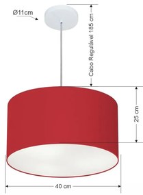 Pendente Cilíndrico Bordô MJ-4099 Para Mesa de Jantar e Estar