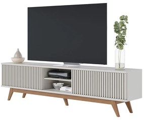 Rack para Sala Bancada de TV 75 Pol 218cm Pollyana Off White Matte C04 - D'Rossi