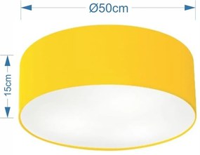 Plafon Cilíndrico Md-3014 Cúpula em Tecido 50x15cm Amarelo - Bivolt