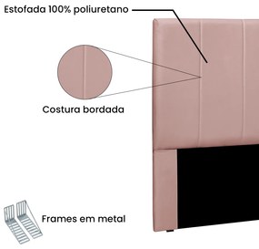 Cabeceira Cama Box Solteiro 90 cm Arizona Veludo Rosa S04 - D'Rossi