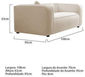 Kit Sofá 3 Lugares 180cm e Poltrona Decorativa Escritório Orgânico Cecília Linho - ADJ Decor