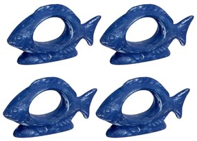 Jogo Argolas De Guardanapo Fish Blue - Decor Glass