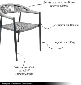 Kit 5 Cadeiras Área Externa de Alumínio Carmy com Corda Naútica Grafite G56 - Gran Belo