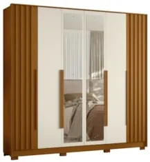 Guarda Roupa Casal 237cm com Espelho Vinna A02 Off/Cinamomo - Mpozenat