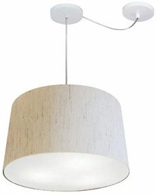 Lustre Pendente Cone Com Desvio Md-4281 Cúpula 30/40x45cm Linho Bege - Bivolt