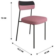 Kit 6 Cadeiras Estofadas Milli Corano/Linho F02 Preto/Rosa - Mpozenato