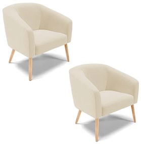 Poltrona Decorativa Pé Palito Natural Kit 2 Stella Linho D03 - D'Rossi - A19 Grosso Bege