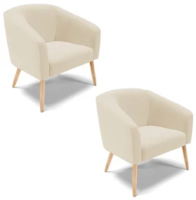 Poltrona Decorativa Pé Palito Natural Kit 2 Stella Linho D03 - D'Rossi - A19 Grosso Bege
