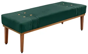 Recamier Decorativo 160cm Kors Veludo Pés de Madeira Verde Floresta G63 - Gran Belo