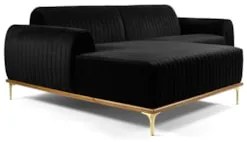 Sofá 320cm 5 Lugares com Chaise Esquerdo Pés Gold Molino C-300 Veludo