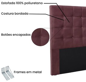 Cabeceira Cama Box Casal 140 cm Verona Veludo S04 - D'Rossi - Vinho