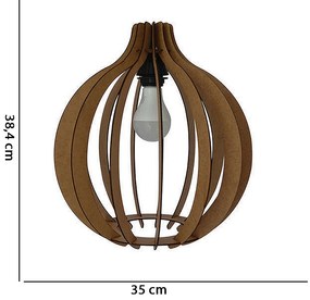 Lustre Pêndulo de Teto Luminária Pendente Madeira Cru 38,4x 35 cm - D'Rossi