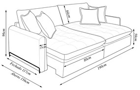 Sofá Cama Sala de Estar 190cm Reclinável Retrátil Pés de Aço Preto com Almofadas Caixa Zero Chady Linho Cinza G93 - Gran Belo