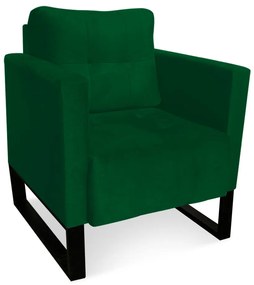 Kit 2 Poltronas Livia Suede Verde Base Industrial Preto - D'Rossi