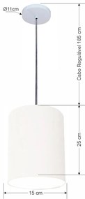 Luminária Pendente Vivare Free Lux Md-4104 Cúpula em Tecido - Branca - Canopla branca e fio transparente
