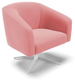 Poltrona Decorativa Giratória Cromada Stella Suede D03 - D'Rossi - Rose