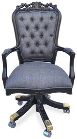 Cadeira com Braço Giratória Luís XV Capitonê Design de Luxo Peça Artesanal