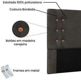 Cabeceira Cama Box King 195cm e Recamier Gênova Suede S04 - D'Rossi - Cinza