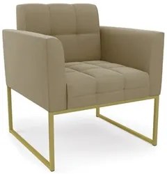 Poltrona Decorativa Base Industrial Dourado Ana Suede Marrom RT - Ibiz