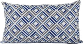 Capa almofada LYON Veludo estampado Quadrados azul 30x50cm