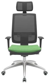 Cadeira Office Brizza Tela Preta Com Encosto Assento Poliéster Verde Musgo Autocompensador 126cm - 63008 Sun House