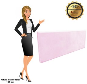 Cabeceira Painel Clean para Cama Box Solteiro 100 cm Suede - D'Rossi - Rosa Bebê