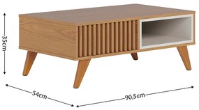 Mesa de Centro Para Sala Retangular 1 Nicho karin Freijó/Off Matte C04 - D'Rossi