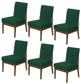 Kit 6 Cadeiras Jantar Helena Estofada Suede Verde Bandeira