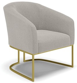 Poltrona Decorativa Base Industrial Dourado Stella Bouclê Cinza D03 - D'Rossi