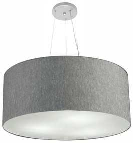 Lustre Pendente Cilíndrico Md-4135 Cúpula em Tecido 70x30cm Rustico Cinza - Bivolt