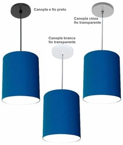 Luminária Pendente Vivare Free Lux Md-4104 Cúpula em Tecido - Azul-Marinho - Canola preta e fio preto