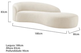 Divã Recamier Orgânico França 180cm Lado Direito Bouclé - ADJ Decor