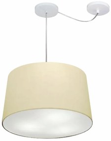 Lustre Pendente Cone Com Desvio Md-4281 Cúpula 30/40x45cm Algodão Crú - Bivolt