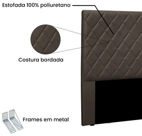 Cabeceira Cama Box Solteiro 90 cm Dubai Veludo S04 - D'Rossi - Marrom