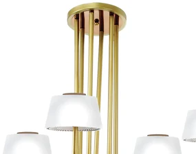Plafon Mushroom Glass 79X86X82Cm Metal Alumínio E Vidro 12Xg9 - Old Ar... (GRAFITE / DOURADO BRILHO)
